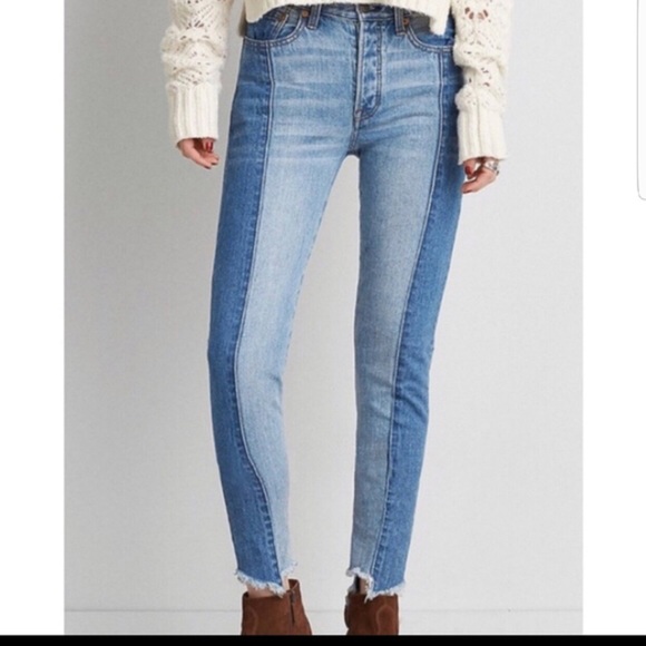 AMERICAN EAGLE VINTAGE HI-RISE TWO TONE JEANS - Picture 2 of 14